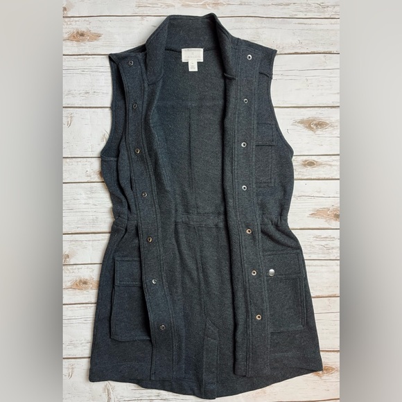 Caslon Nordstrom Women’s Charcoal Grey Utility Vest Size XS Extra Small - Picture 7 of 9